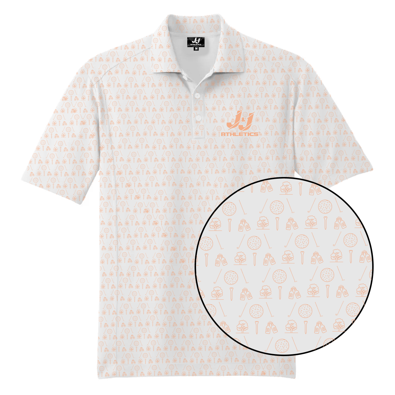 White / Georgia Peach - Men's Golf Polo (21+)