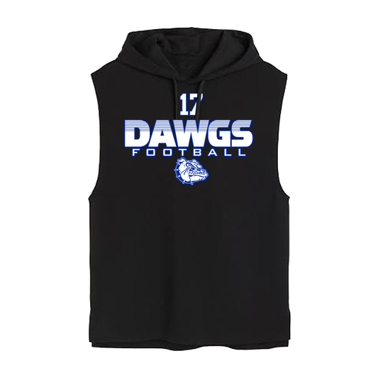 Bulldogs Football- Sleeveless Hoodie (Black)
